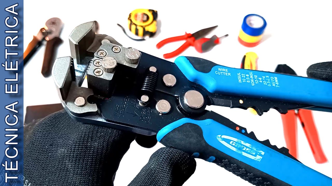 ALICATE DECAPADOR DE CORTE E CRIMPADOR DE TERMINAIS DA GROSS - Decapa, corta e prensa.