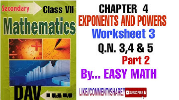DAV Class 7 Maths Chapter 4 Worksheet 3 Q.N.-3,4 & 5 Part 2 @skyeasymath873