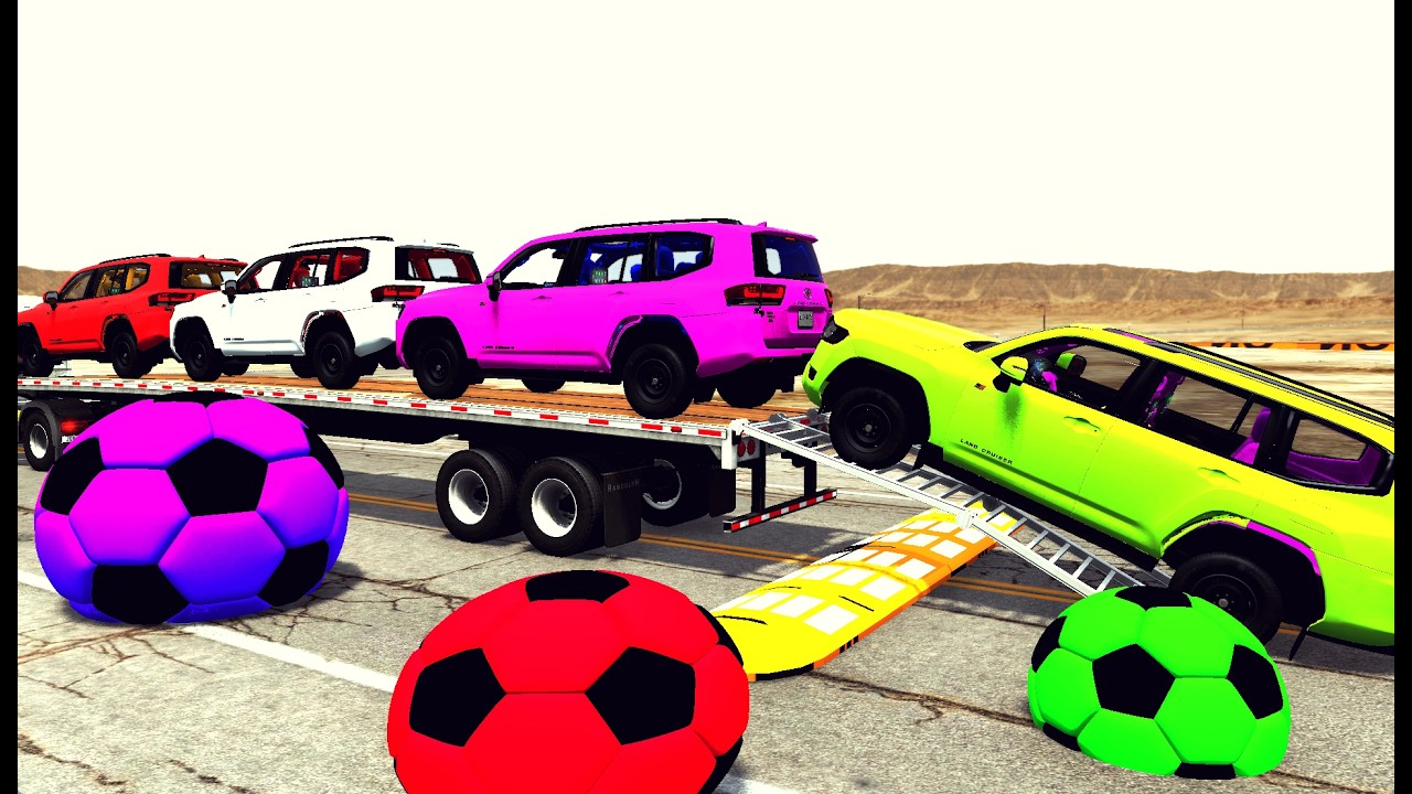 Flatbed Truck McQueen | Transportation with Truck - Pothole vs Car 5 | BeamNG.Drive Gameplay