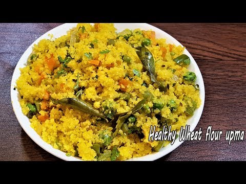 Broken Wheat Upma Recipe   Daliya Upma Recipe   Cracked Wheat Upma   MadhurasRecipe