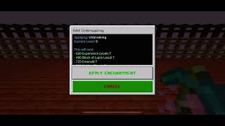 Fortune 10, Efficiency 10, Unbreaking 10, and Silk Touch 1 Diamond Pickaxe with 950 XP Levels.