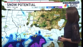 BELOW NORMAL TEMPS: Areas of light snow, temperatures remain below normal the next few days