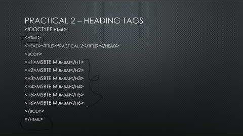 html practical 2 (heading tag)