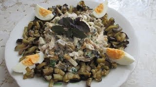 САЛАТ С ЖАРЕННЫМИ БАКЛАЖАНАМИ. НУ ОООЧЕНЬ ВКУСНЫЙ!!!!