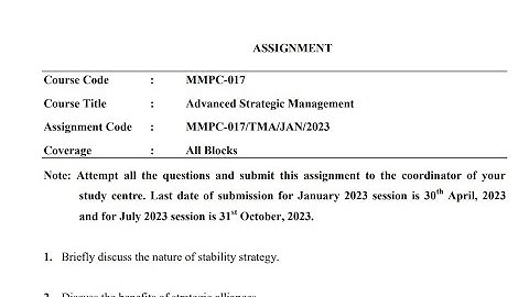 IGNOU MMPC-017 Solved Assignment Jan 2023 | July 2023 [FREE] IGNOU MBA Advanced Strategic Management