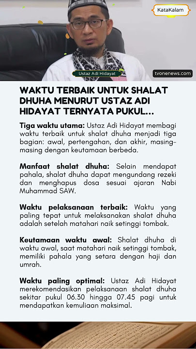 Waktu Terbaik untuk Shalat Dhuha Menurut Ustaz Adi Hidayat Ternyata Pukul… #uah #shalatdhuha #dhuha