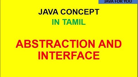 Java Abstraction and Interface in tamil|java tutorial for beginners in tamil|java for you