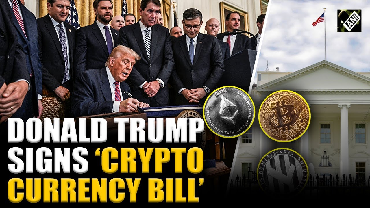 US President Donald Trump signs ‘Crypto Currency Bill’ at White House |  GENIUS ACT