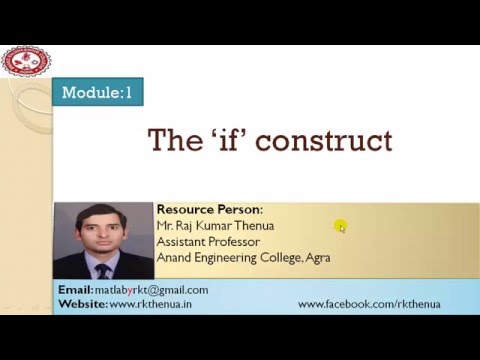Lecture-24: if construct or if else control statement in MATLAB (Hindi/Urdu)