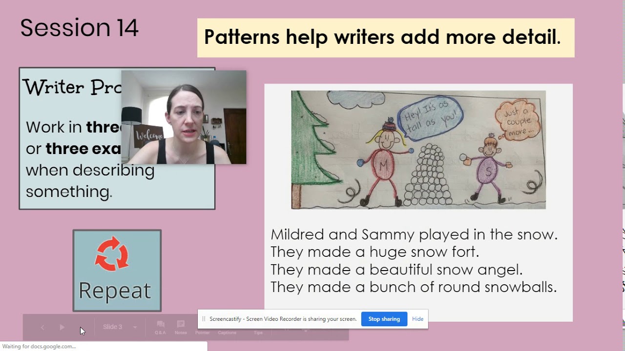 Writers Session 14: Patterns help writers add more detail. - YouTube