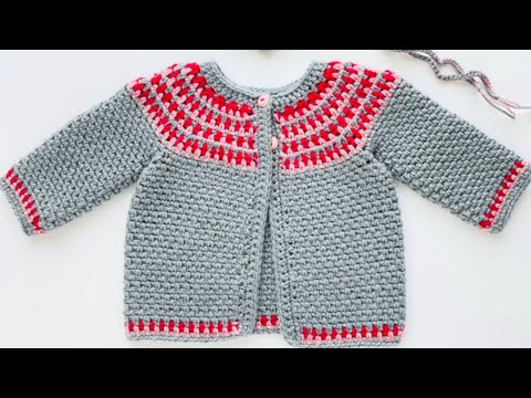 How to crochet baby Jacket or cardigan for toddler girls 3-24M LEFT HAND VERSION, Crochet for Baby