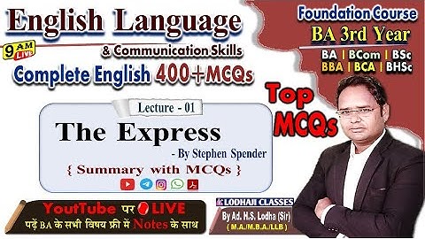 1. BA 3rd year | English Language | The express by Stephen Spender | FC | Important MCQs, #viral
