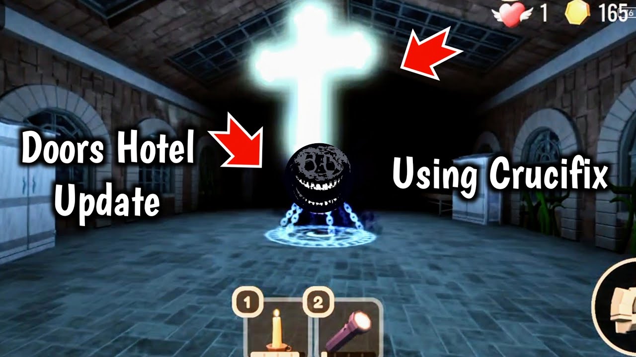 Roblox Doors Hotel Update Using Crucifix Against Rush Entity 