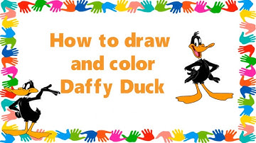 Drawing and Coloring Daffy Duck - Step by Step Coloring Pages Video For Kids