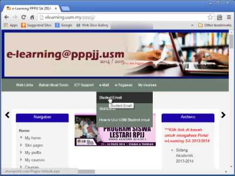 Panduan Log Masuk Login Ke Laman Web Elearning Pjj Usm Youtube