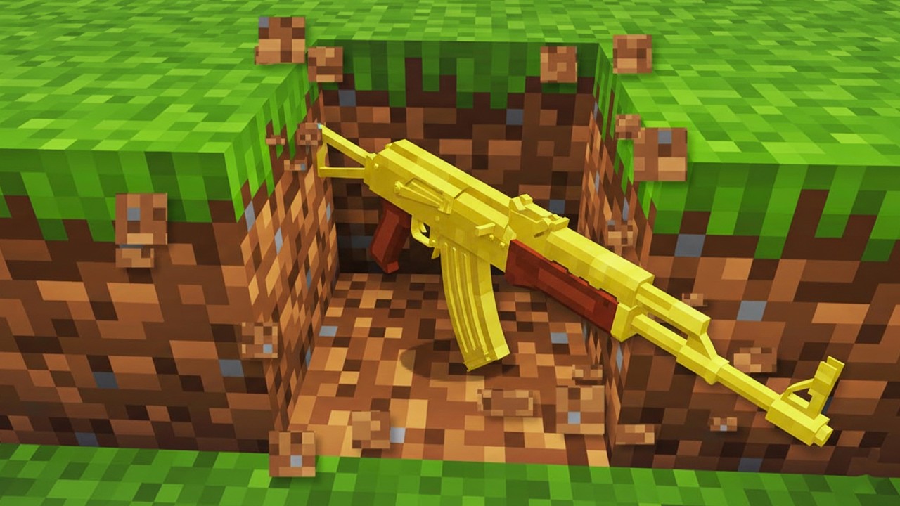 Minecraft But Every Block Drops a Random Gun (Gun Fight With Friend!)