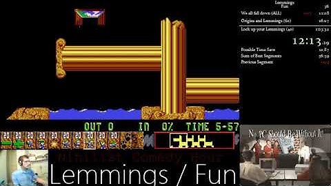 (Former World Record) Lemmings (Fun) Speedrun (MSDOS) [56:48.260]