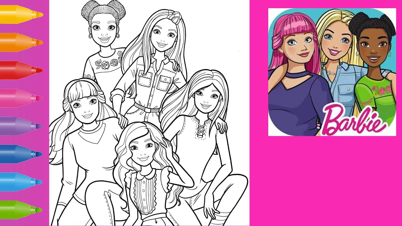 BARBIE AND FRIENDS Coloring Page NIKKI DAISY RENE TERESA BARBIE Dreamhouse  Adventures Coloring Book 
