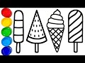 Bolalar uchun oson rasm chizish Рисование раскраска и раскрашивание игрушек-мороженого для малышей