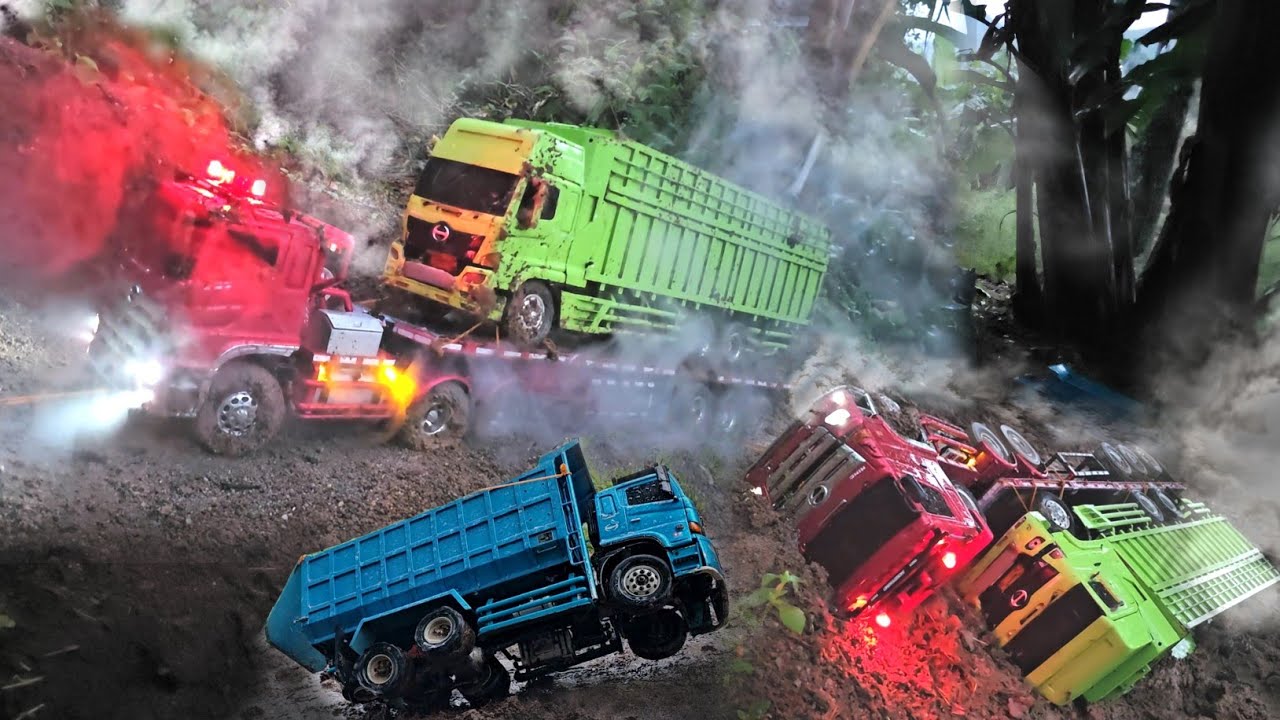 Радиоуправляемый грузовик перевернулся, водитель боролся до ночи на экстремальном холме