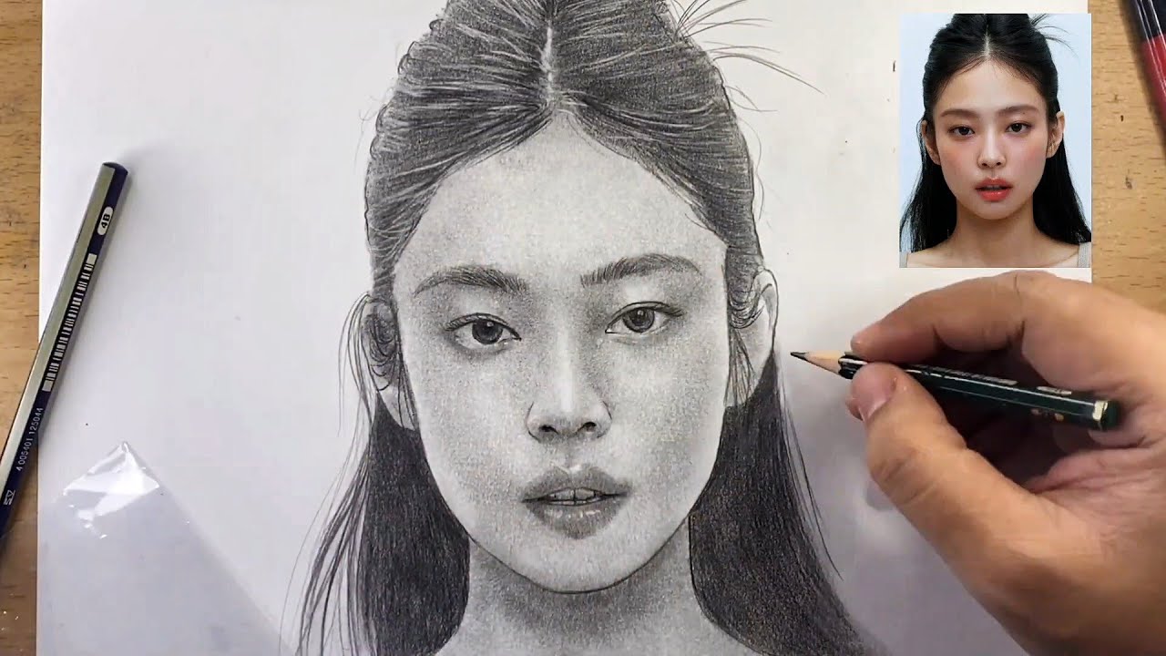 Jennie Kim south Korean singer realistic sketch drawing || easy drawing ...