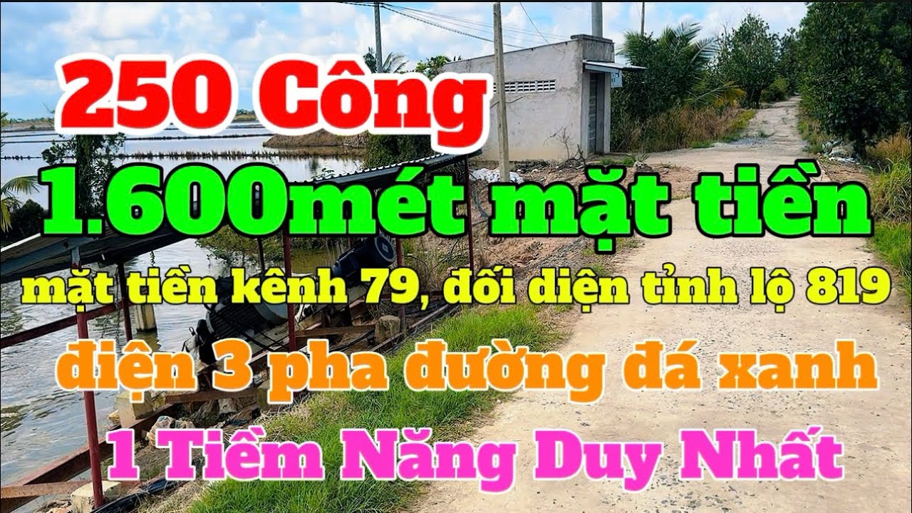 (Số 714)👉250 Công 1600 mét Mặt Tiền Khủng Có Trạm Bơm +Điện 3Pha (Tại Thị Xã Kiến Tường 0949 394 622