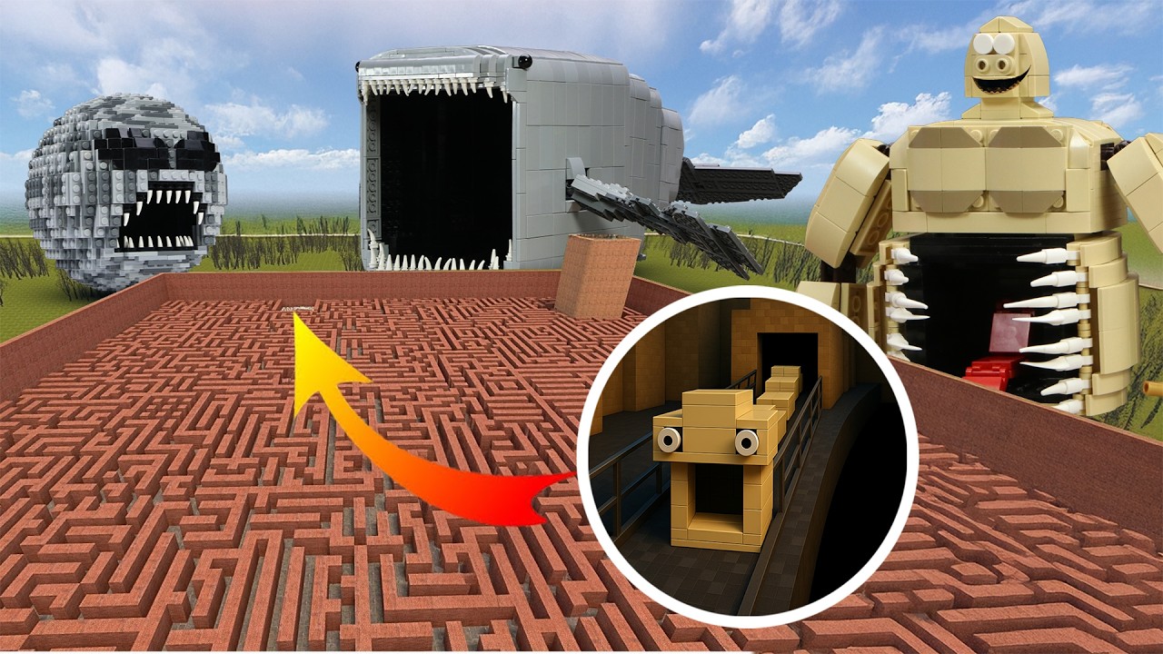 Can I Escape the Maze HAUNTED by LEGO Hungry Worm & LEGO Moon Woke Up? | Steve Brix