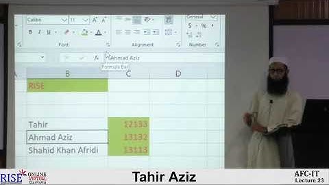 CA AFC 04 IT by Sir Tahir Aziz Lecture # 22 (MS Excel) | Office 365 |