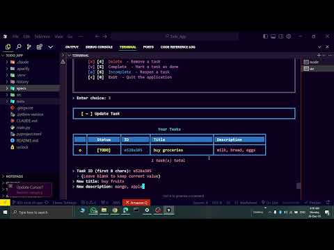 Hackathon Project: Smart Todo CLI App in Python | In-Memory Task Manager Phase I