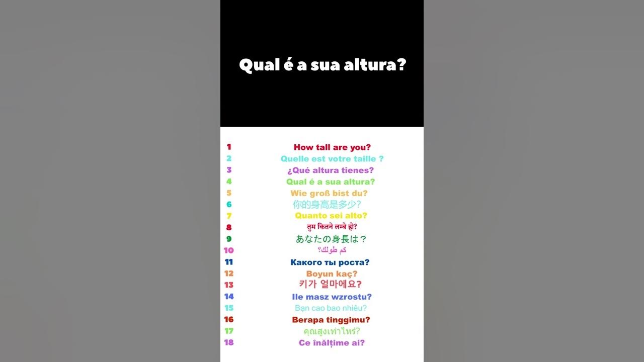 How to say HOW TALL ARE YOU? in Portuguese YouTube