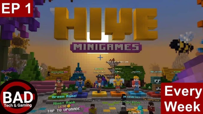 Servidor De Mini Jogo The Hive Minecraft Bedrock No PC PE Bed Wars- #