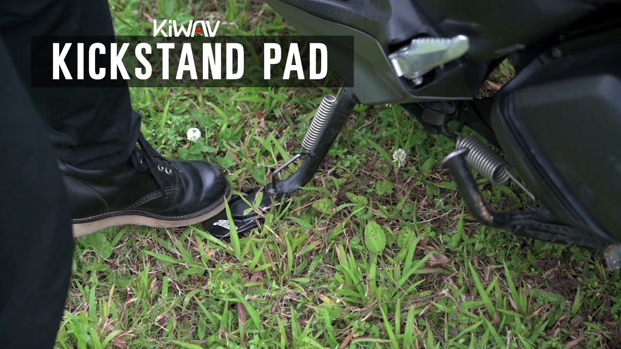 KiWAV Motorcycle Kickstand Pad Plate Support Accessory - Black - Soft  Ground, Grass, Hot Pavement, Outdoor Parking, Anti Sinking