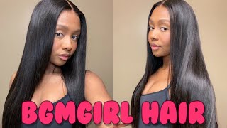 SUPER QUICK WIG INSTALL | MIDDLE PART BUSS DOWN | WEAR &amp; GO | Ft. BGMGIRL HAIR