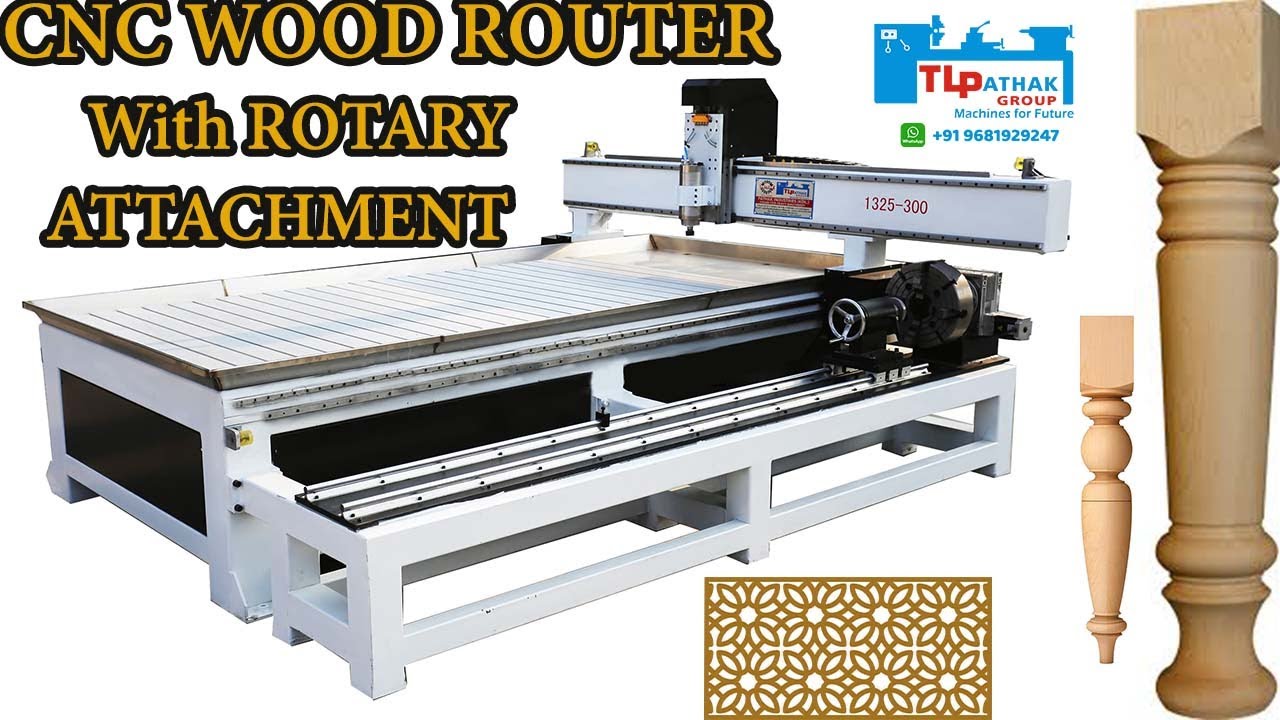 Cnc Wood Router / Engraver / Designing Machine with Rotary Turning  Attachment - YouTube