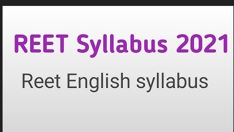 REET NEW SYLLABUS  || Reet English syllabus