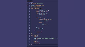 hollow mirrored inverted right triangle star pattern using function in  c++ | PWOS #shorts
