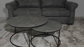 Athens Round Coffee Table Set  Concrete Effect Black