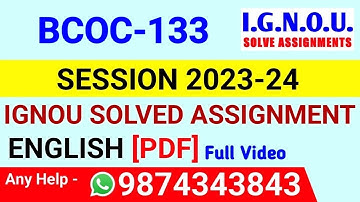 BCOC 133 Solved Assignment 2023-24 English, BCOC 133 Solved Assignment 23-24, BCOC-133 Assignment