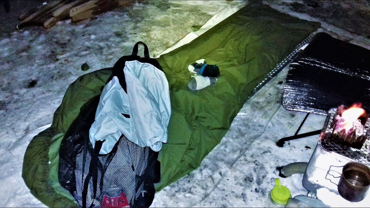 TARP AND BIVVY BAG CAMP IN THE SNOW AT A HOUSE PARTY YouTube