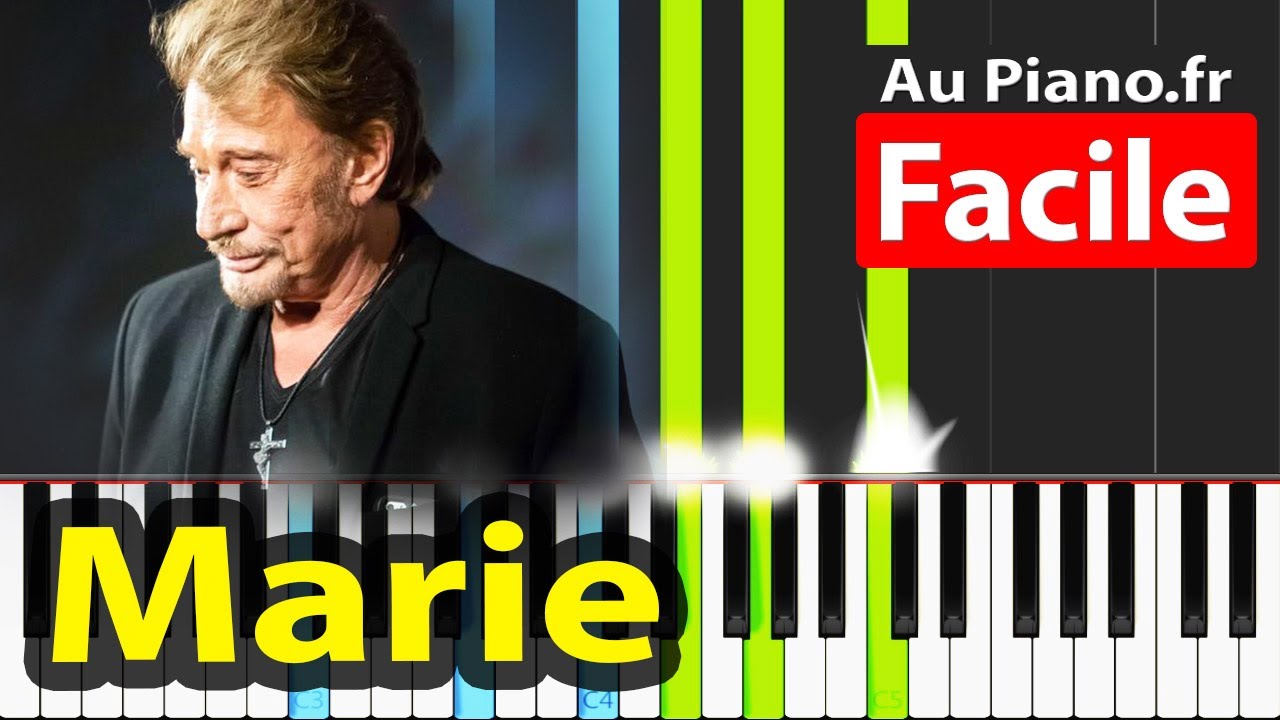 Johnny Hallyday Marie Piano Facile Cover Karaoké - YouTube