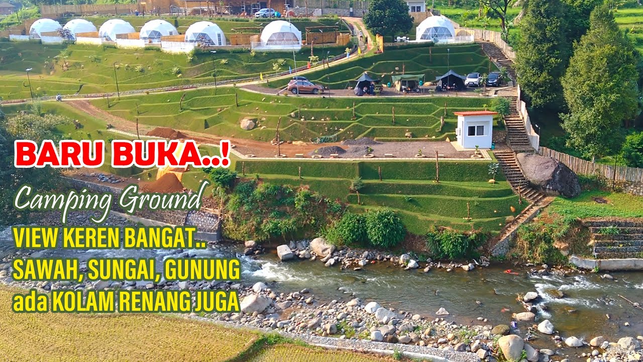 CAMPING BARU..!  WAJIB DICOBA VIEW KEREN GUNUNG, SAWAH DAN SUNGAI, KOLAM RENANG