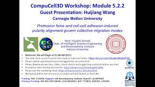 CompuCell3D WS 2026: 5.2.2: Tumor Collective Cell Migration [Huijing Wang] July 31, 2026