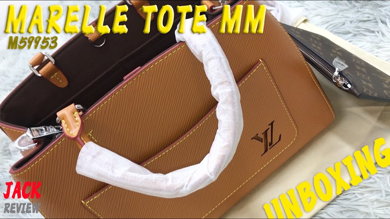 LOUIS VUITTON WOMEN HANDBAG MARELLE TOTE MM M59953 Gold Honey Color  Unboxing Review 