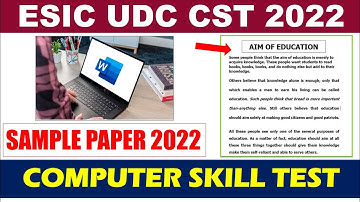 ESIC UDC Computer skill test 2022 | Sample Paper 2022 | MS Word cst