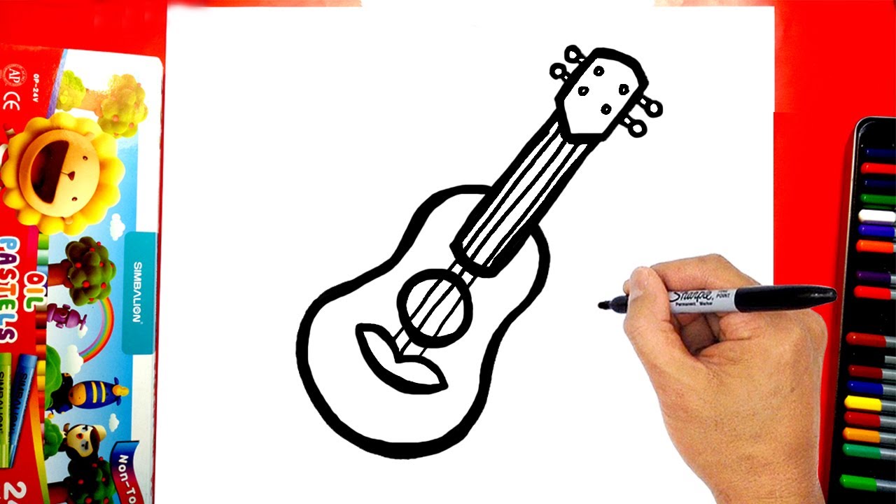 Cách vẽ cây đàn guitar đơn giản  Duy Hiếu Art  YouTube