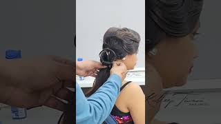 Rose bun hairstyle without spray