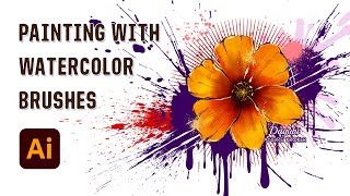 How I Draw Grunge Vector Flowers And Leaves - Adobe Illustrator Watercolor Painting Tutorial
