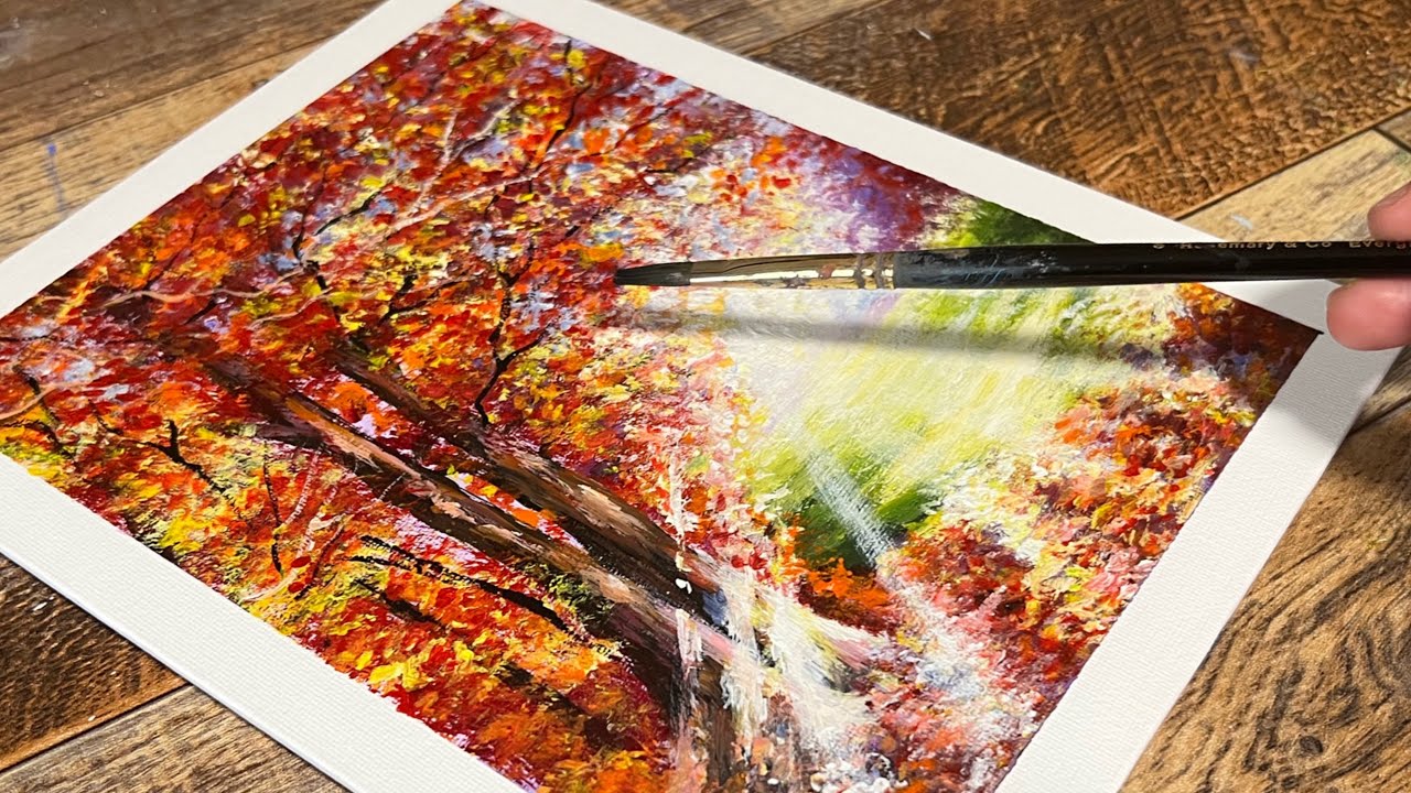 How to Paint Autumn Tree Landscape Painting with Acrylics for Beginners YouTube