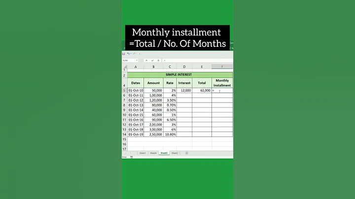 Calculate simple interest || Excel #shorts #youtubeshorts #excel #tipsandtricks #tutorial