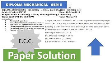 ECC II Paper solution ii Welding Numerical (Summer-2018) #GTU #5THSEM #MECHANICALDIPLOMA